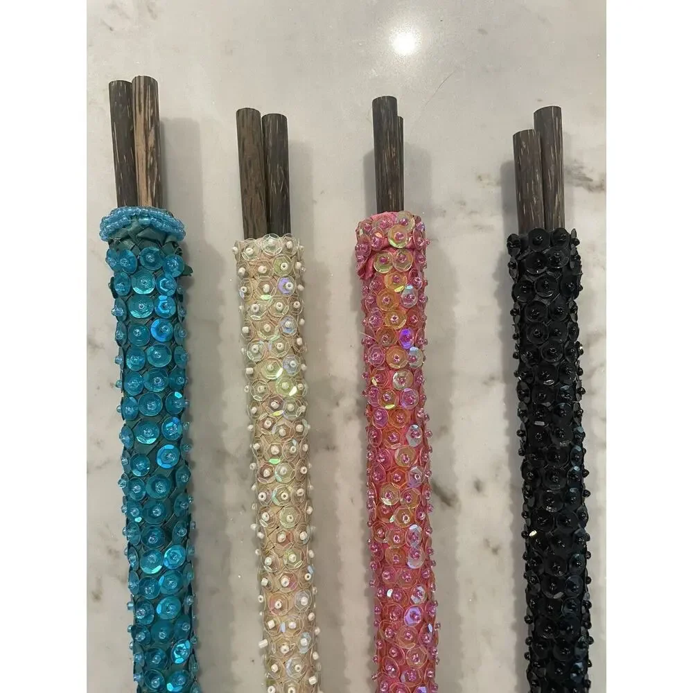 Chopsticks Indonesian Wood Chopsticks‎ and Sequined Assorted Holders Set Of 4